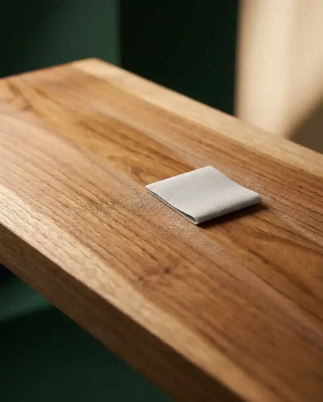 Permukaan kayu setelah sanding sealer Tectona untuk hasil lebih halus
