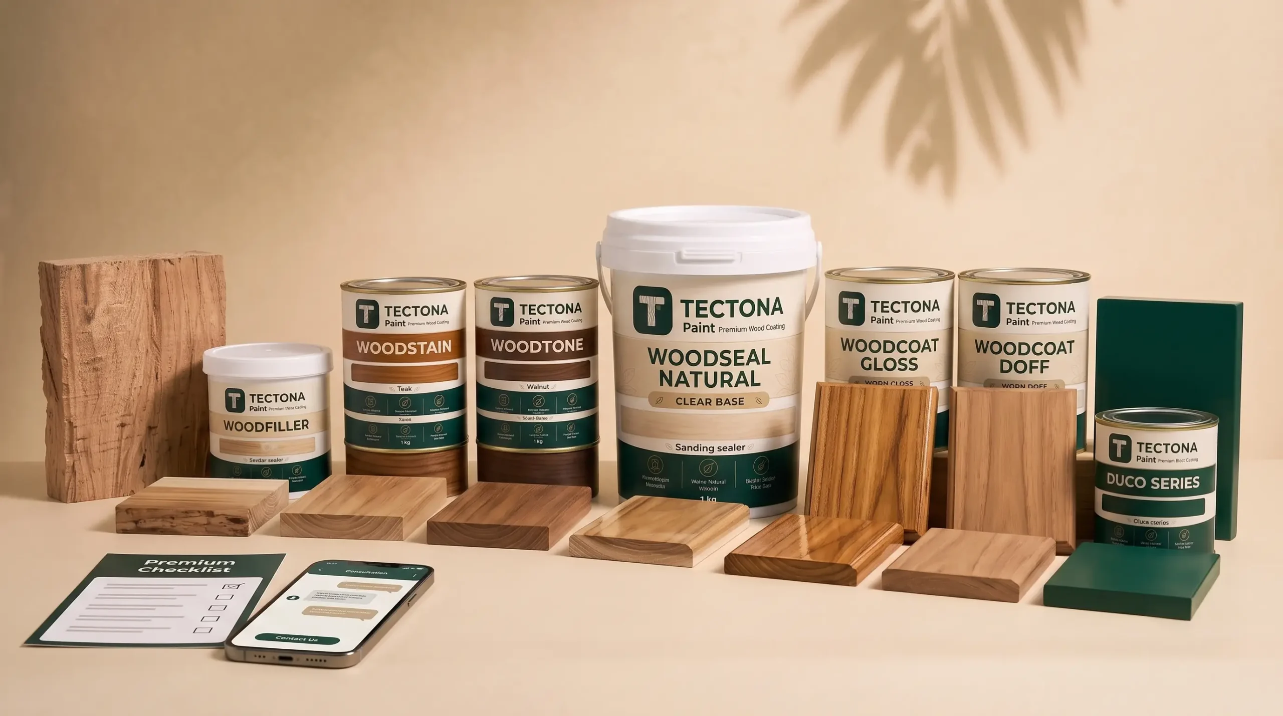 Rangkaian produk Tectona Paint untuk dibeli sesuai kebutuhan finishing