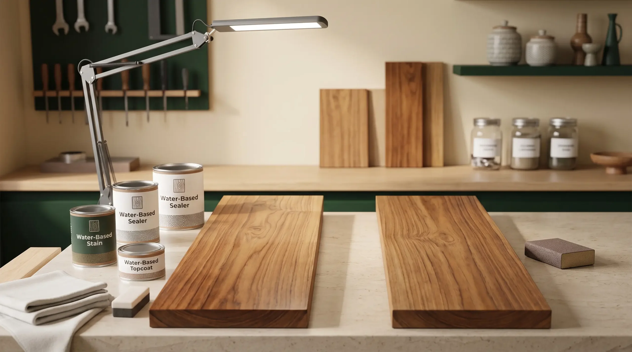 Urutan cat water based untuk finishing kayu Tectona