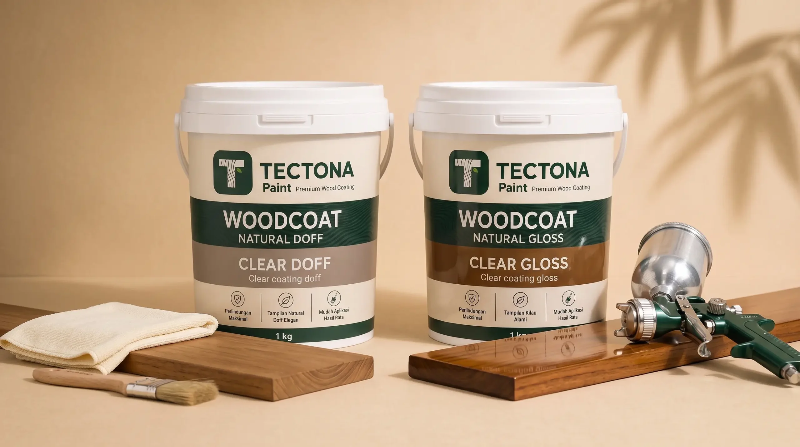 perbandingan clear coat kayu gloss dan doff pada panel kayu