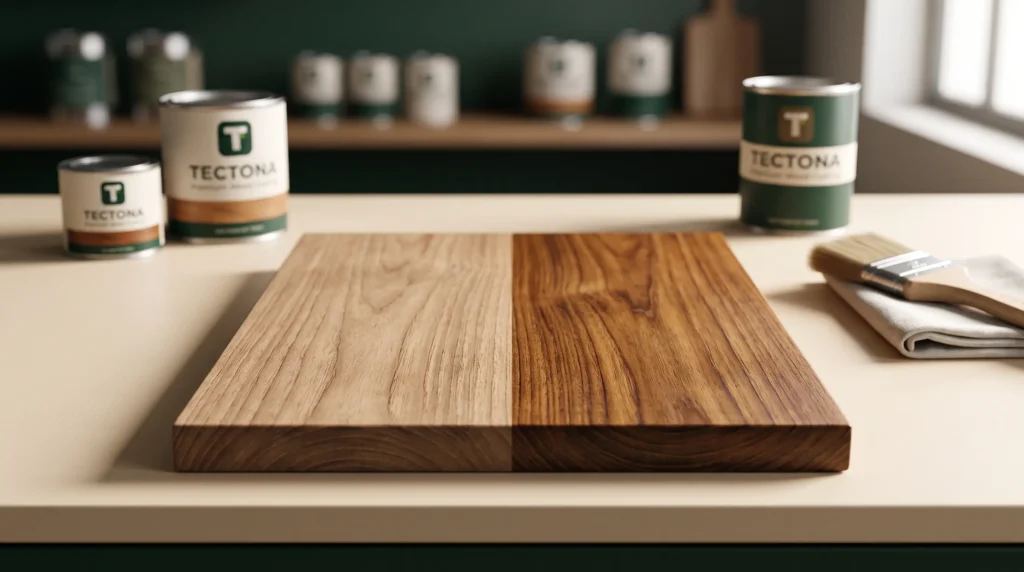 sampel lapisan finishing kayu natural dari filler sampai clear coat