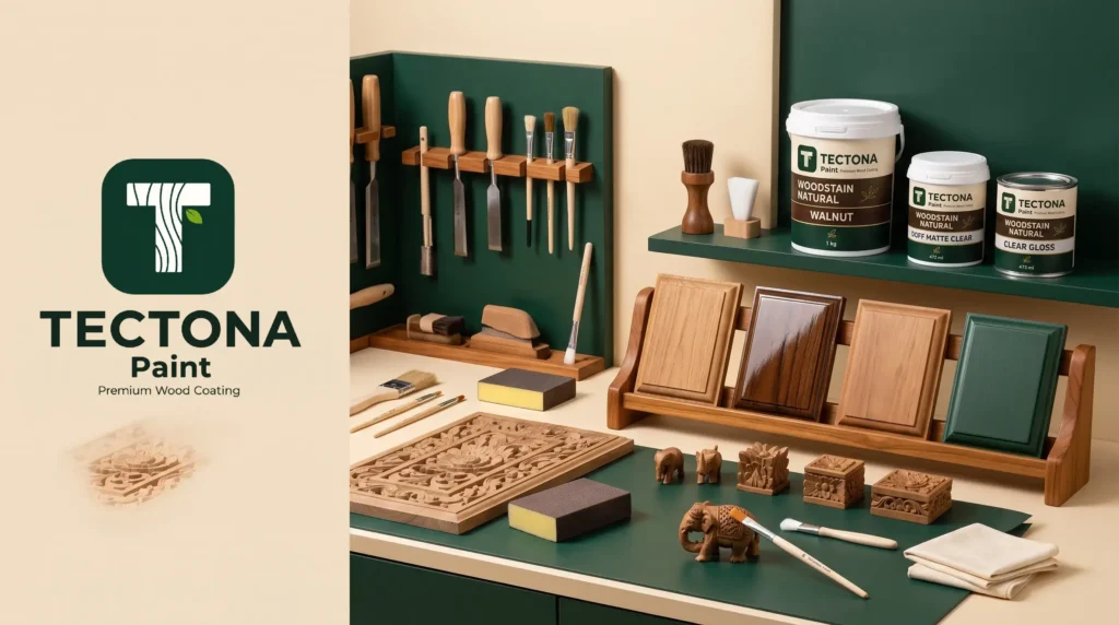 thumbnail finishing kerajinan kayu dengan produk Tectona