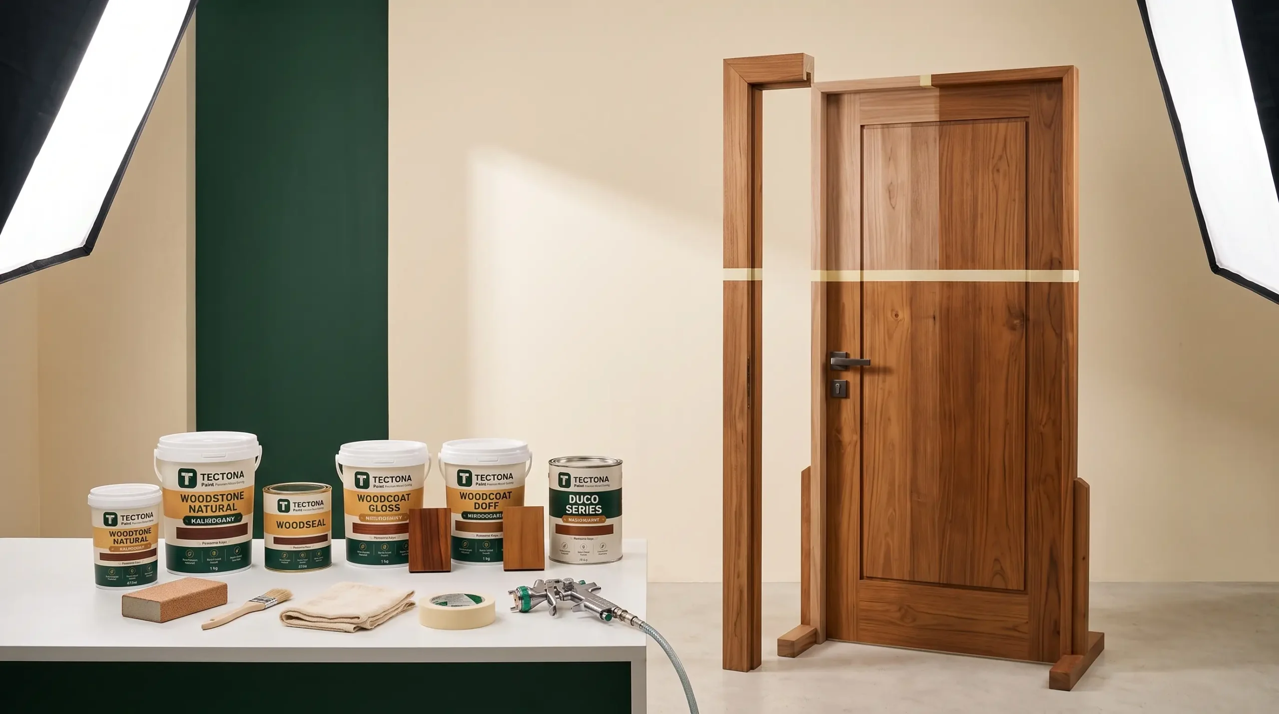 Finishing kusen pintu kayu dengan produk Tectona