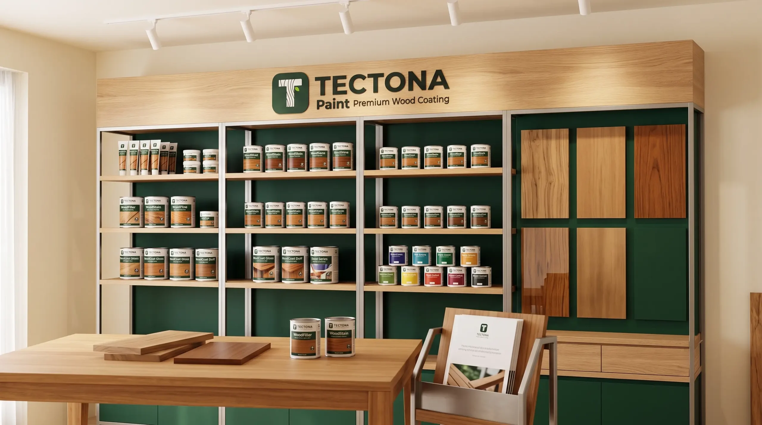 Display produk Tectona Paint untuk mitra toko cat