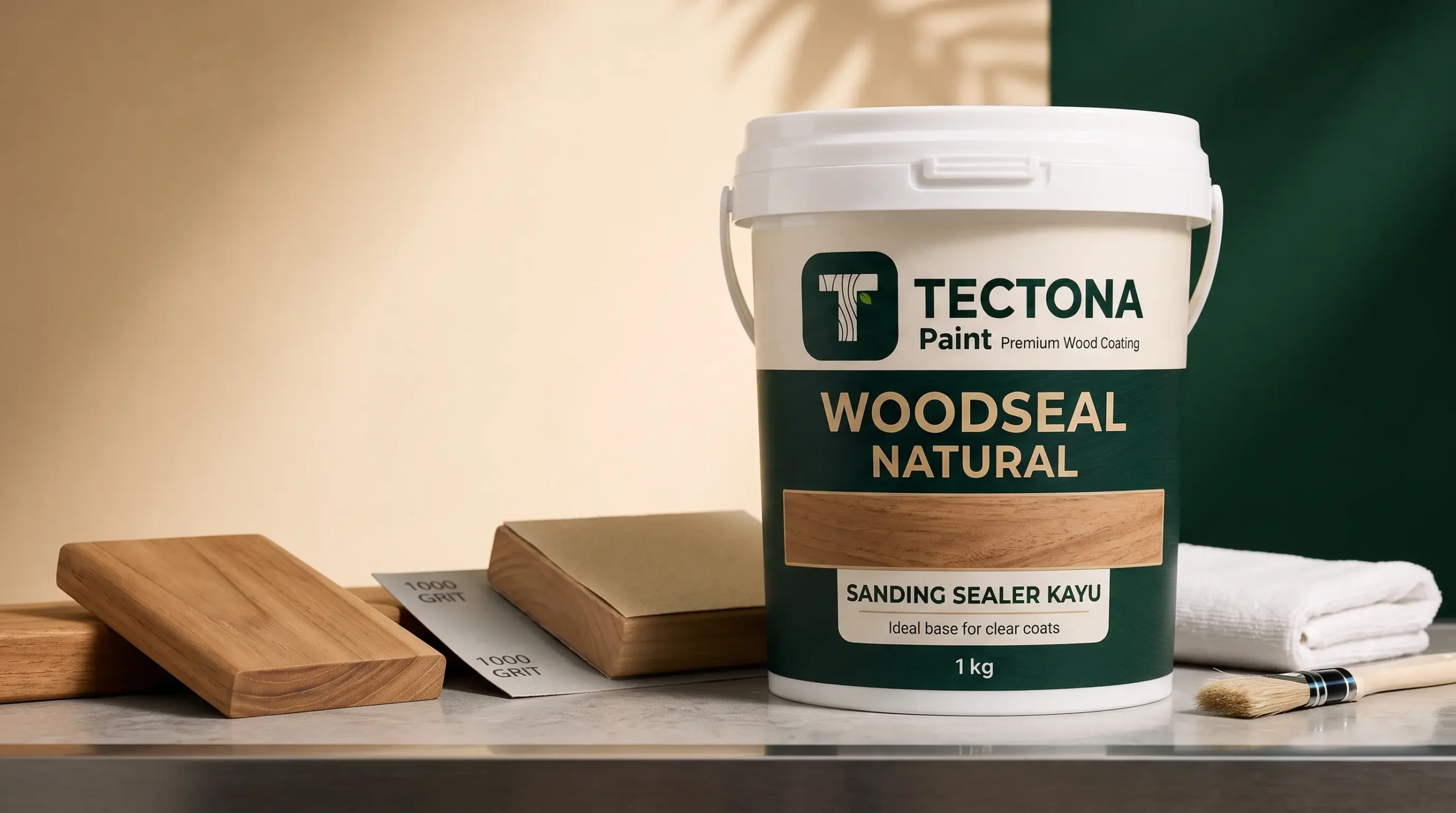 aplikasi sanding sealer kayu WoodSeal Natural sebelum clear coat
